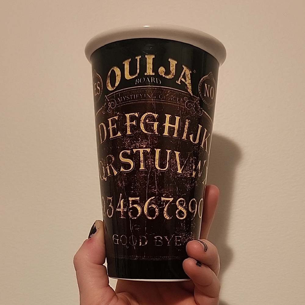 Ouija Board Themed Black and Brown Ceramic Mug